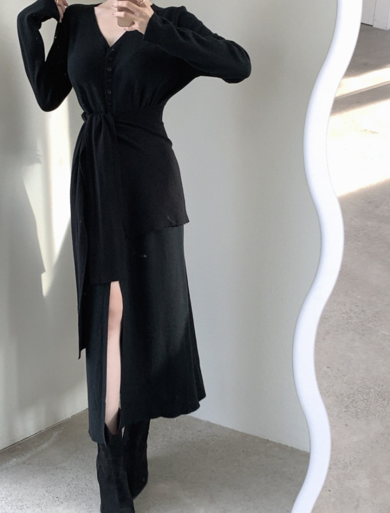 Niche lazy long sleeve shawl loose Casual dress for women