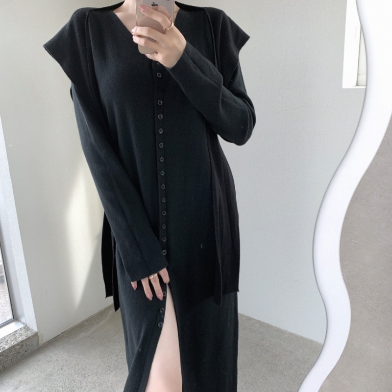Niche lazy long sleeve shawl loose Casual dress for women