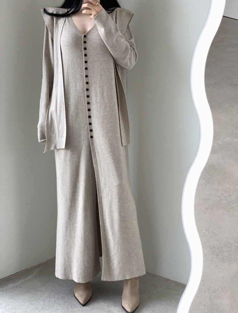 Niche lazy long sleeve shawl loose Casual dress for women