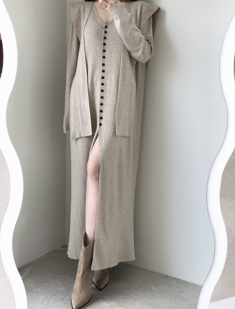 Niche lazy long sleeve shawl loose Casual dress for women
