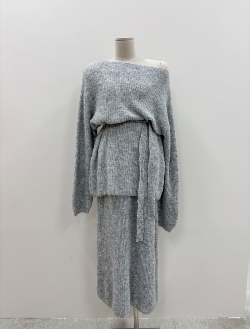 High waist sweater strapless skirt 2pcs set for women
