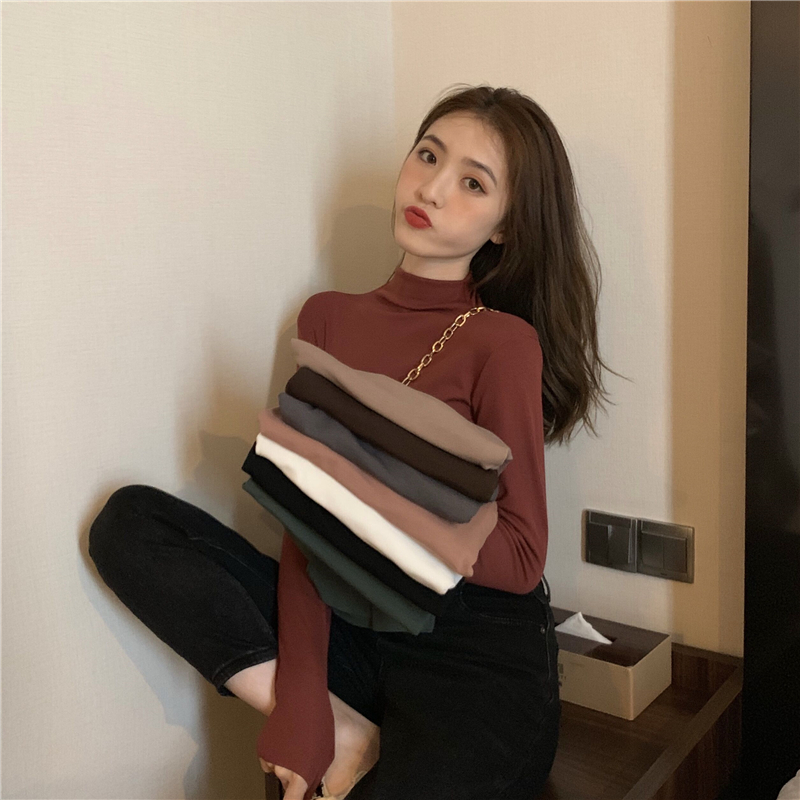 Thin half high collar bottoming shirt cozy T-shirt