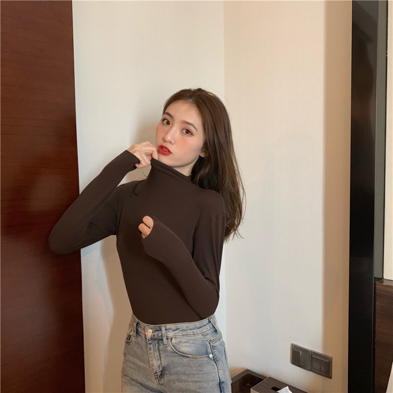 Thin half high collar bottoming shirt cozy T-shirt