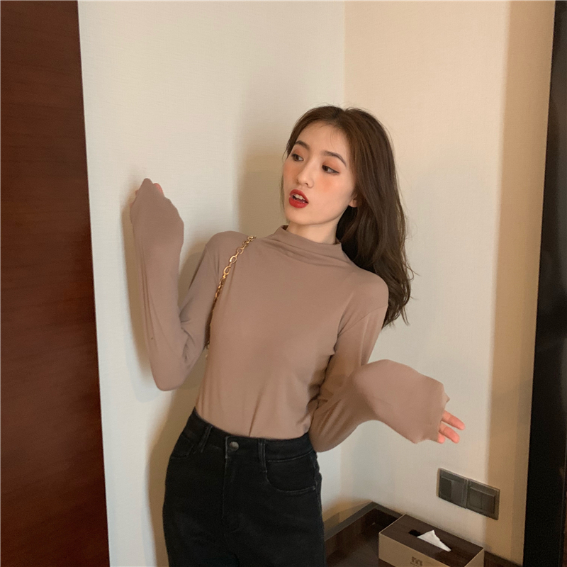 Thin half high collar bottoming shirt cozy T-shirt