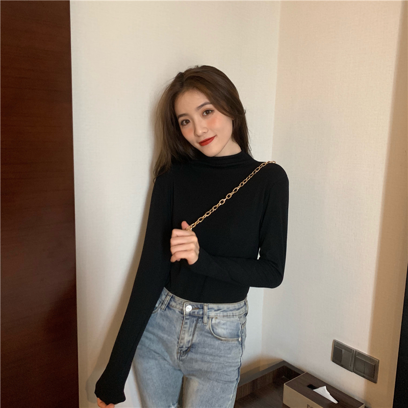 Thin half high collar bottoming shirt cozy T-shirt