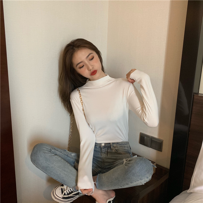 Thin half high collar bottoming shirt cozy T-shirt