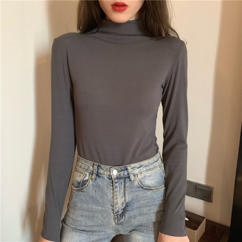 Thin half high collar bottoming shirt cozy T-shirt