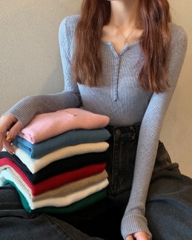 Buckle slim bottoming shirt autumn and winter sweater