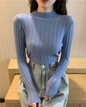 Half high collar sweater pit stripe bottoming shirt