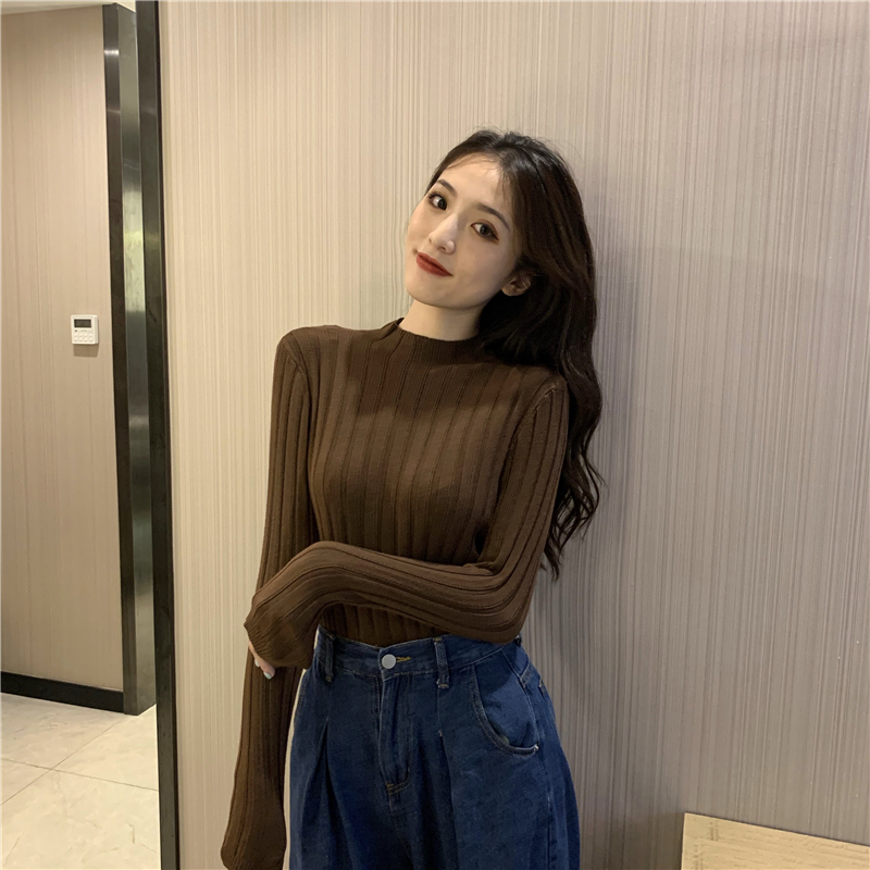 Half high collar sweater pit stripe bottoming shirt