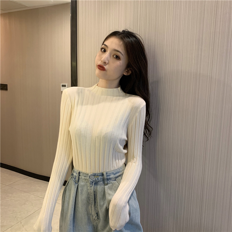 Half high collar sweater pit stripe bottoming shirt