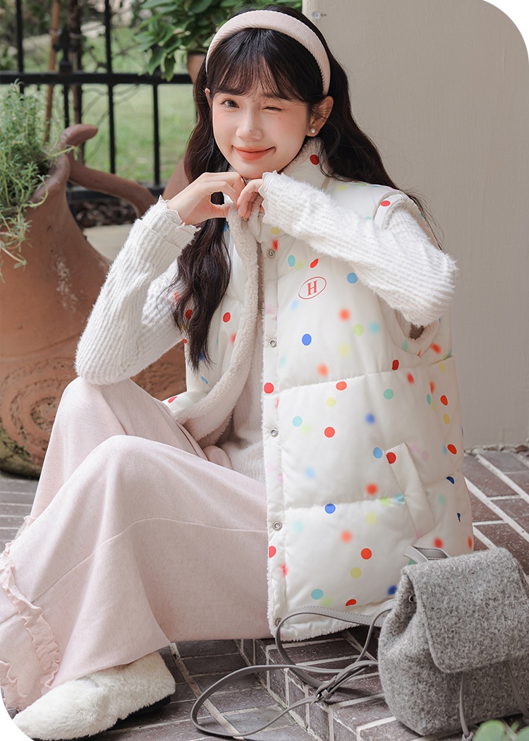 All-match lambs wool cotton waistcoat wear bubble rainbow coat