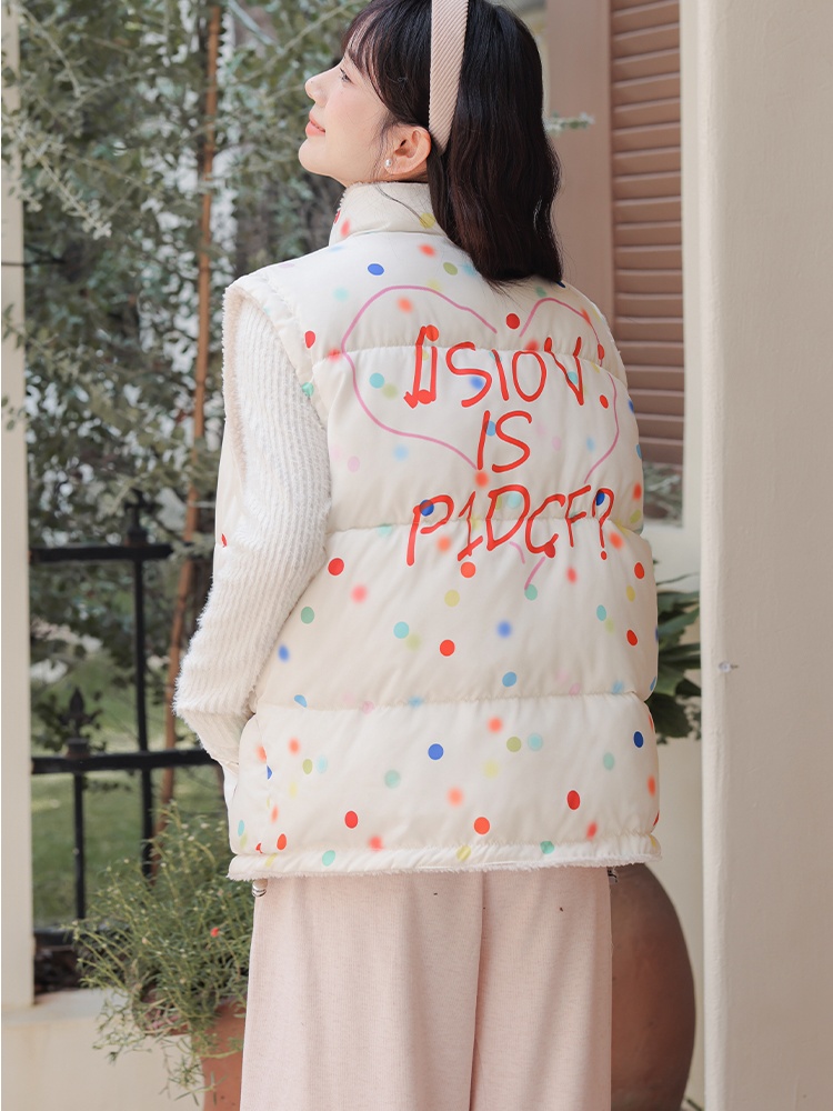 All-match lambs wool cotton waistcoat wear bubble rainbow coat