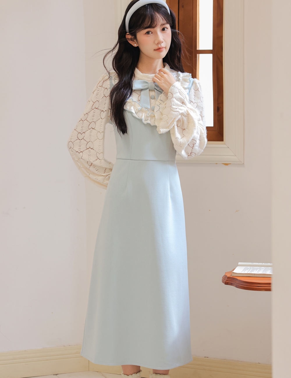 Pinched waist sweet style dress for women