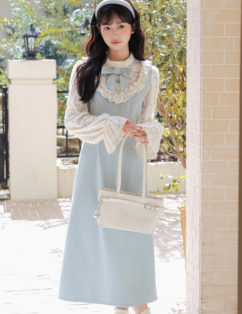 Pinched waist sweet style dress for women
