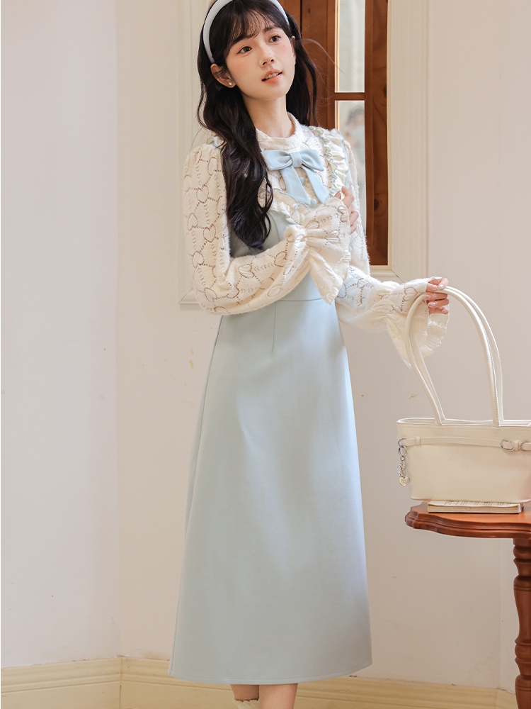 Pinched waist sweet style dress for women
