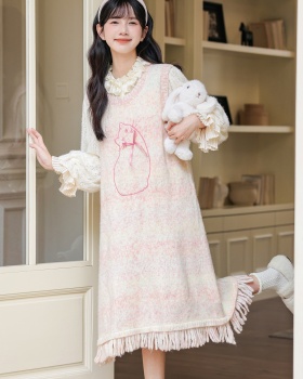 Woolen sleeveless dress sweet vest 2pcs set