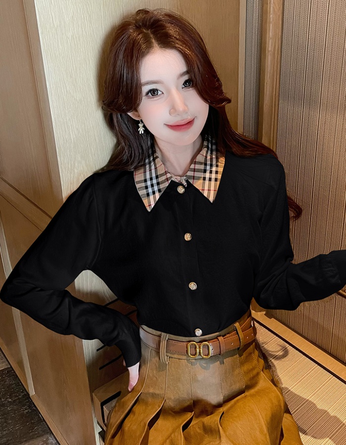 Autumn and winter splice cardigan inside the ride slim sweater