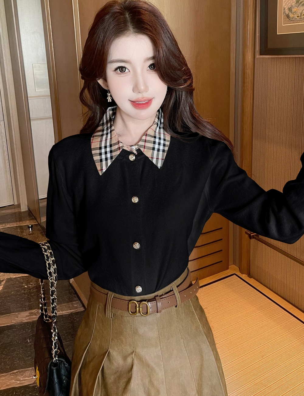 Autumn and winter splice cardigan inside the ride slim sweater