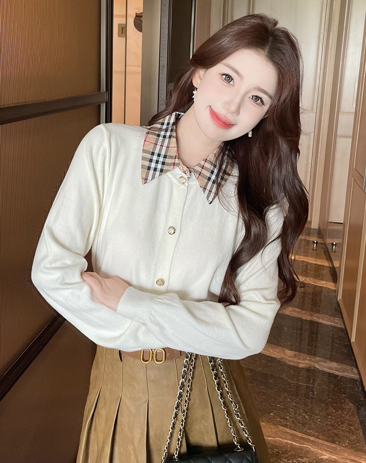 Autumn and winter splice cardigan inside the ride slim sweater