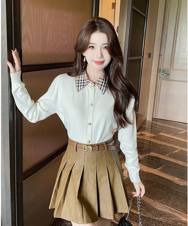 Autumn and winter splice cardigan inside the ride slim sweater