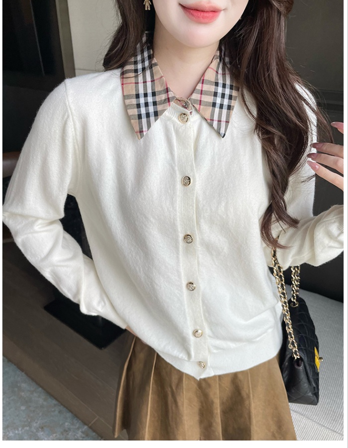 Autumn and winter splice cardigan inside the ride slim sweater