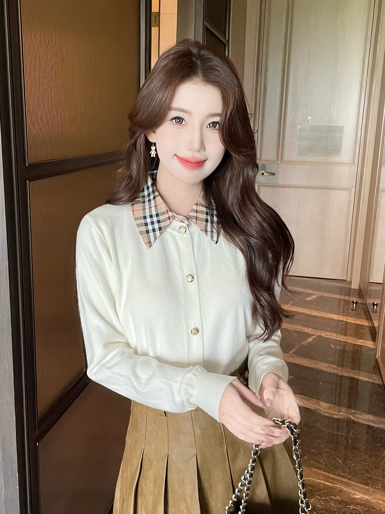 Autumn and winter splice cardigan inside the ride slim sweater