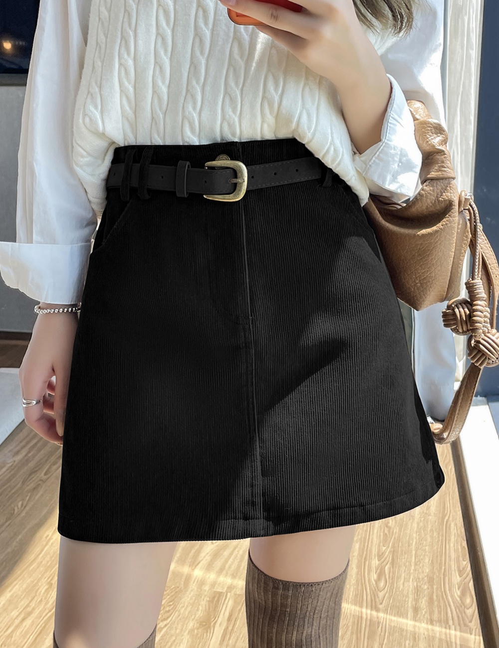 Short all-match A-line slim autumn and winter skirt