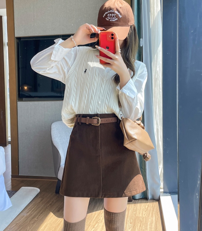 Short all-match A-line slim autumn and winter skirt