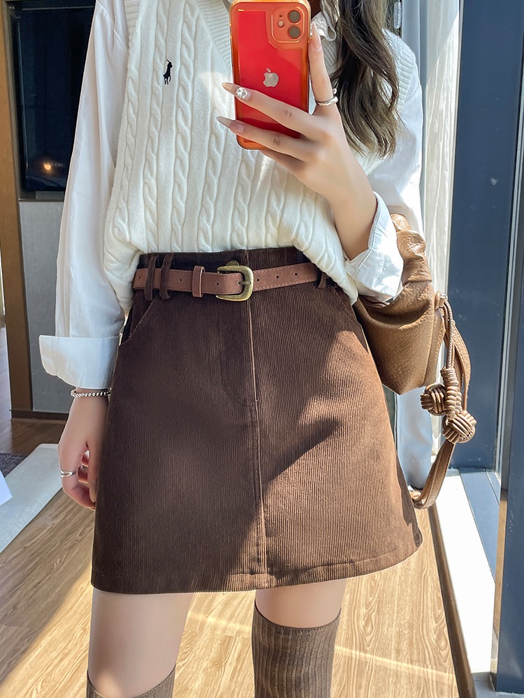 Short all-match A-line slim autumn and winter skirt