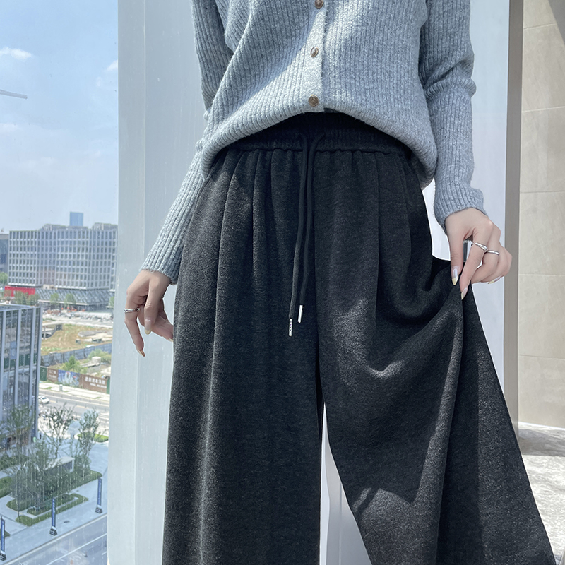 Straight splice wide leg pants lace casual pants