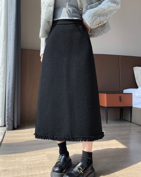 Wood ear A-line skirt temperament long skirt