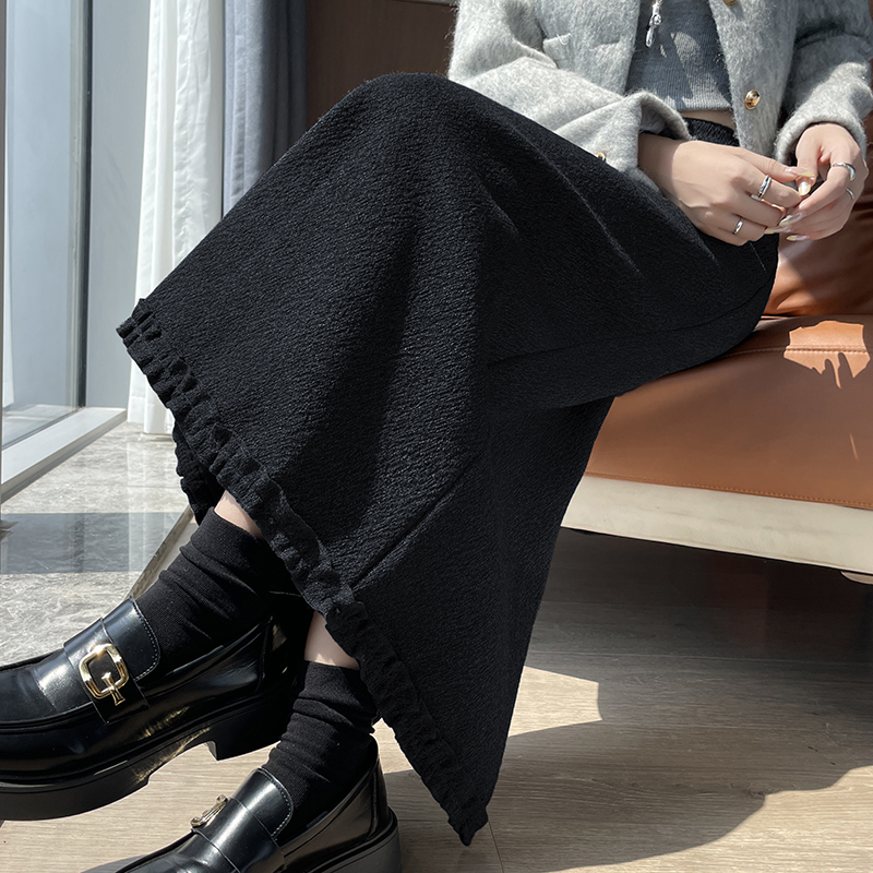 Wood ear A-line skirt temperament long skirt