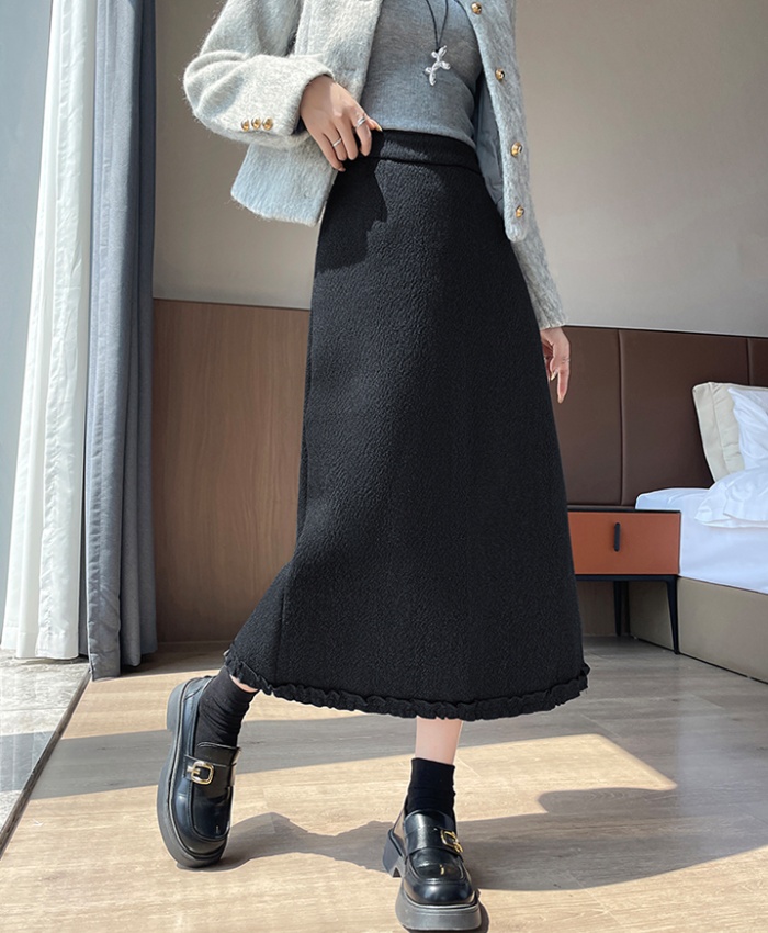 Wood ear A-line skirt temperament long skirt