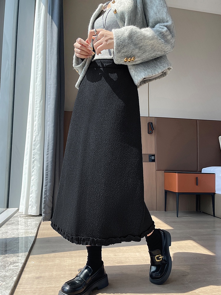 Wood ear A-line skirt temperament long skirt