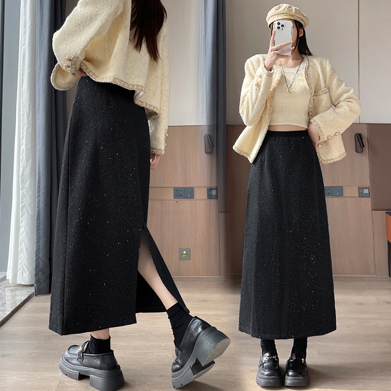 Autumn and winter skirt glitter long skirt for women