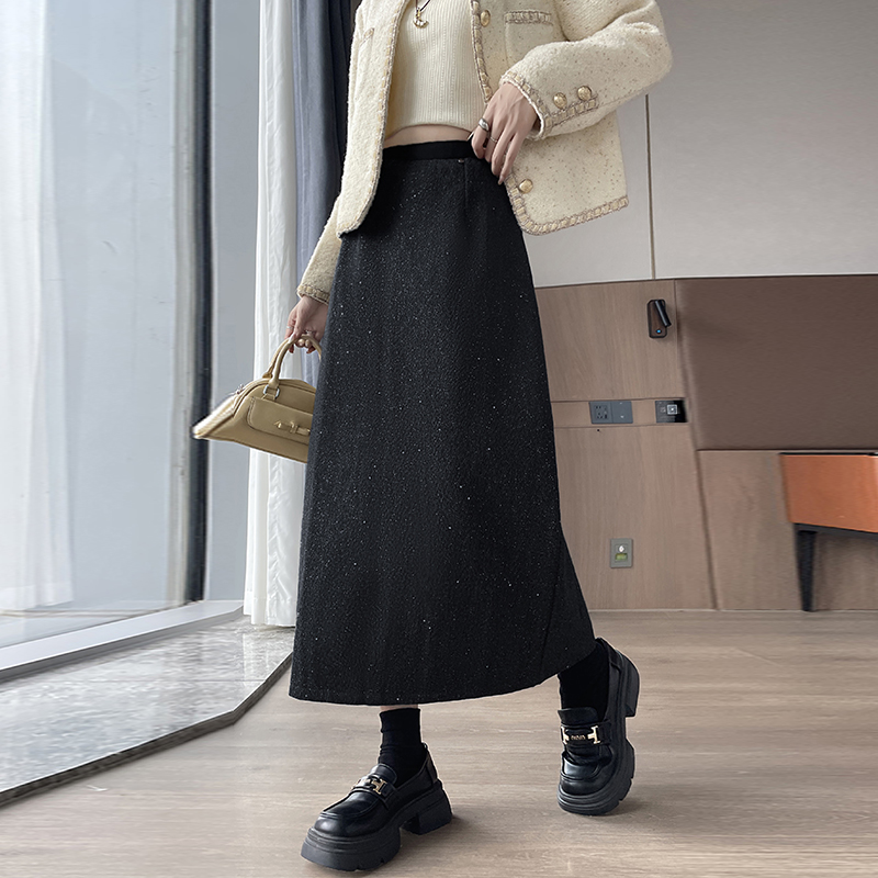 Autumn and winter skirt glitter long skirt for women