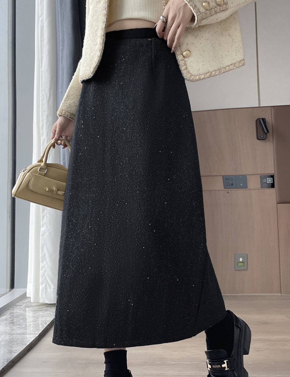 Autumn and winter skirt glitter long skirt for women