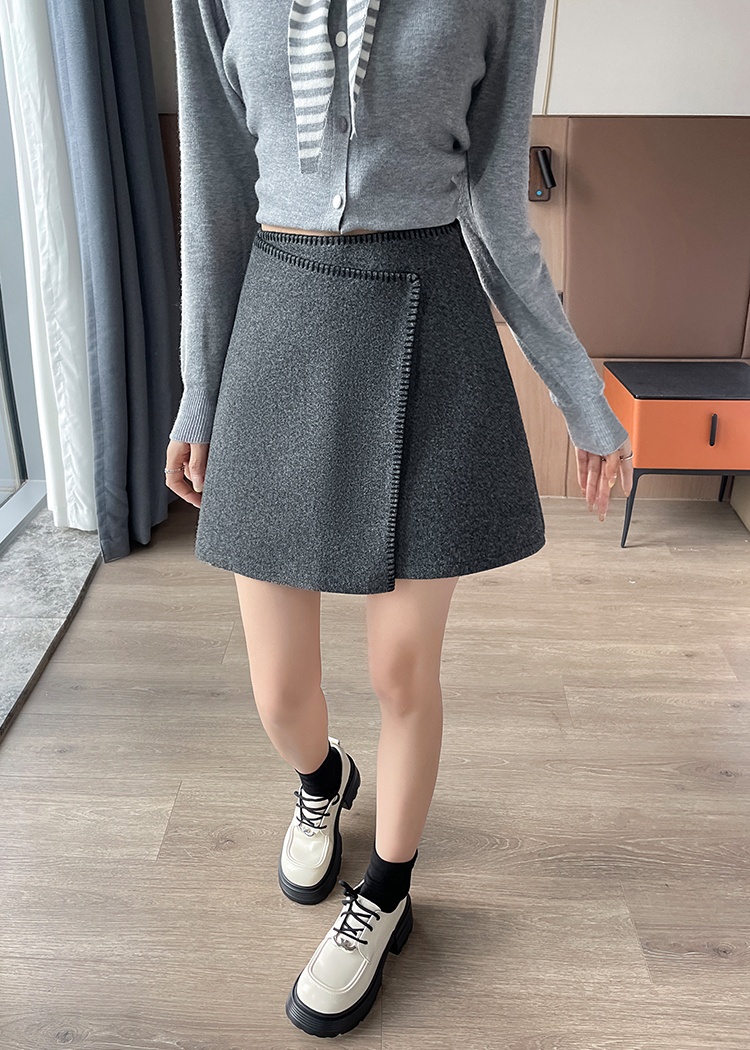 All-match Korean style short skirt woolen skirt for women
