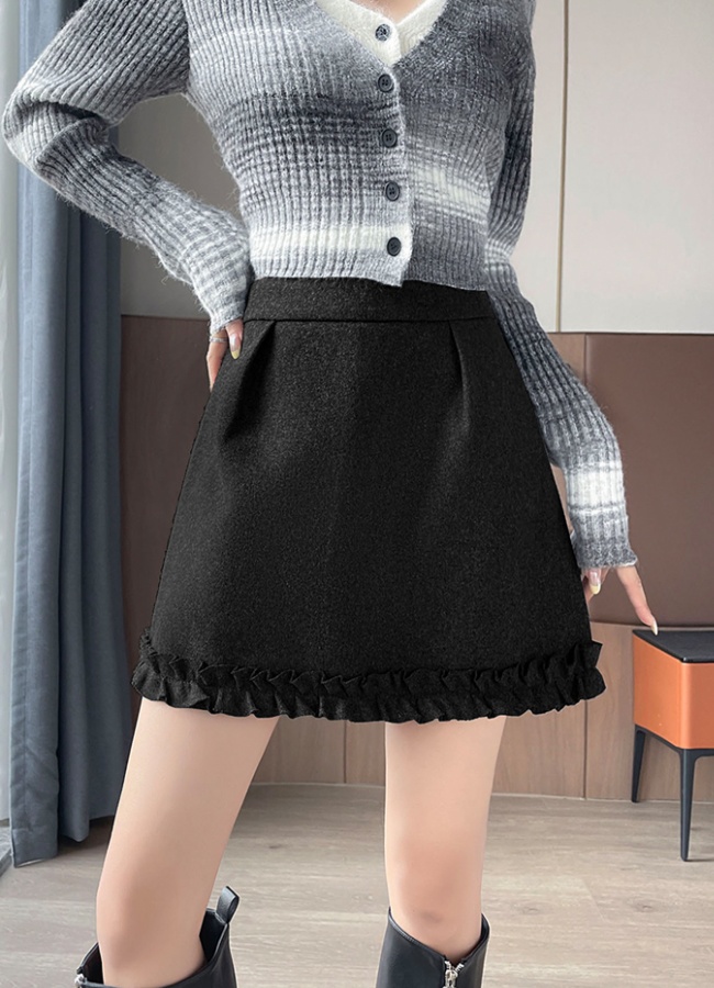 Package hip A-line short skirt wood ear skirt