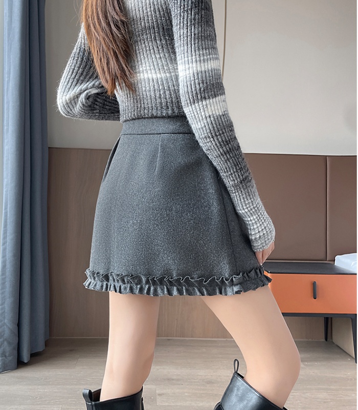 Package hip A-line short skirt wood ear skirt