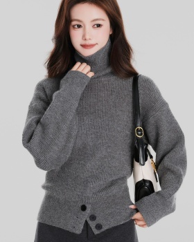 Thick bottoming shirt gray tops for women