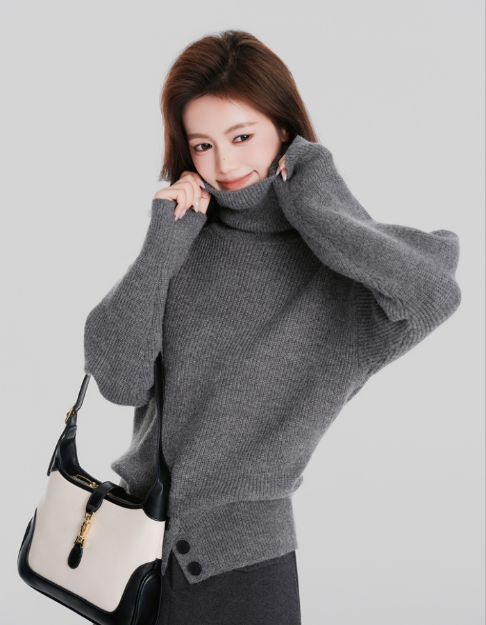 Thick bottoming shirt gray tops for women