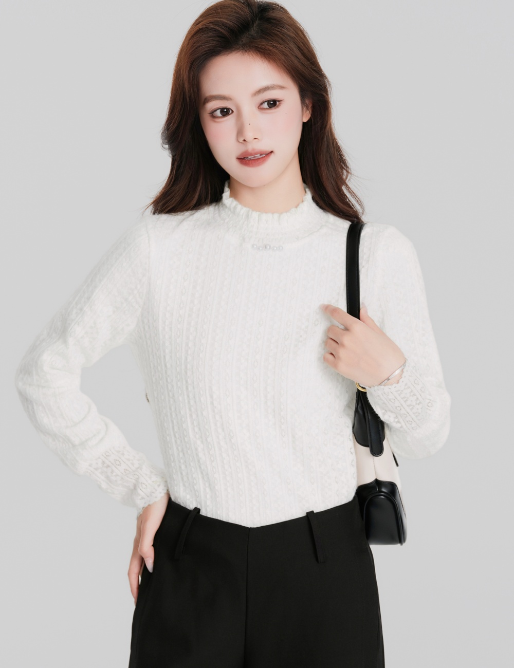 Loose chanelstyle bottoming shirt all-match shirt