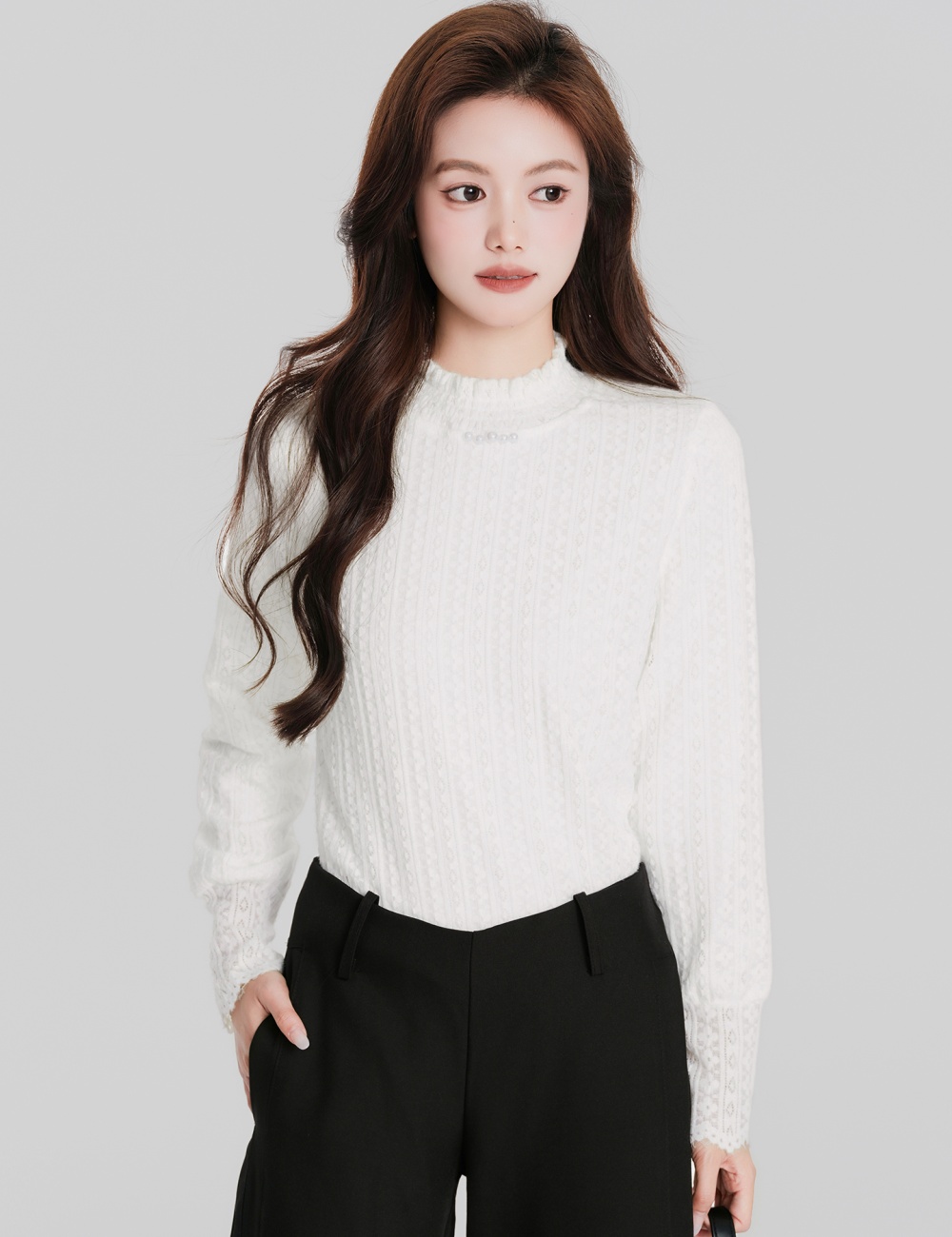 Loose chanelstyle bottoming shirt all-match shirt