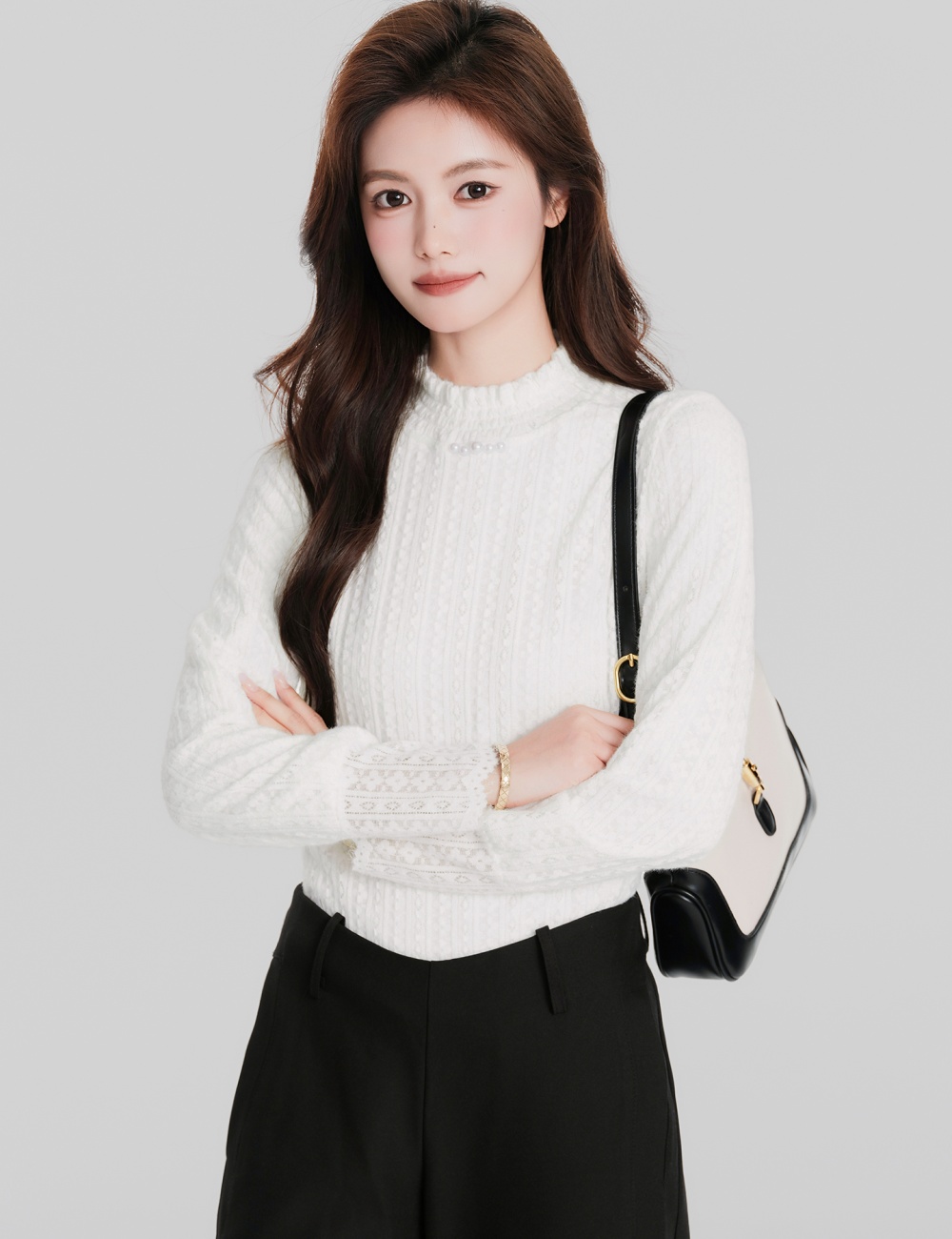 Loose chanelstyle bottoming shirt all-match shirt