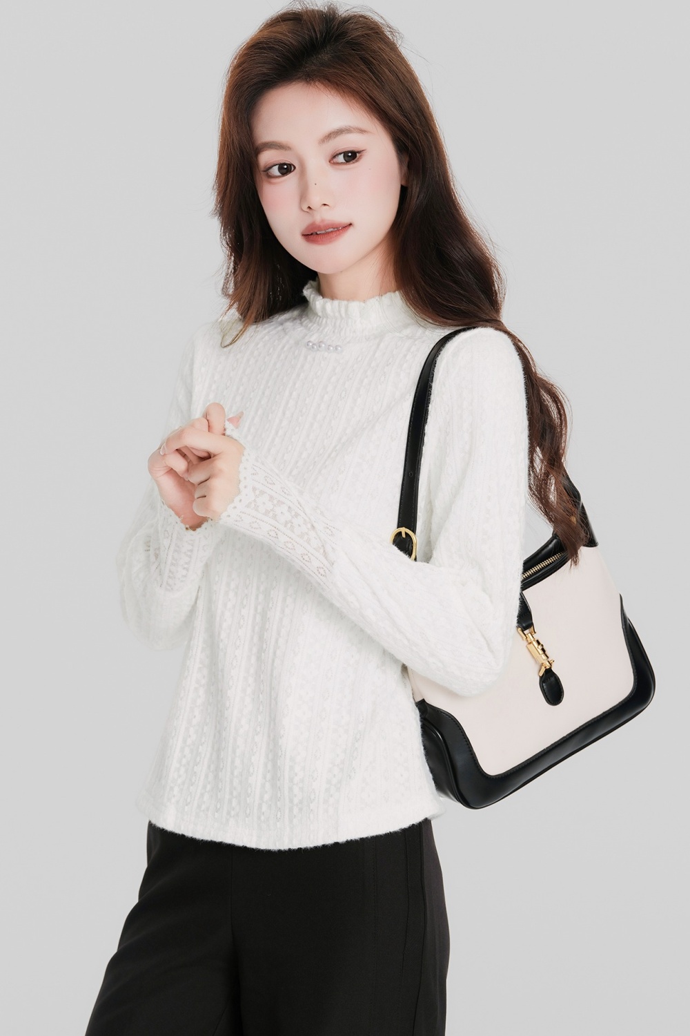 Loose chanelstyle bottoming shirt all-match shirt