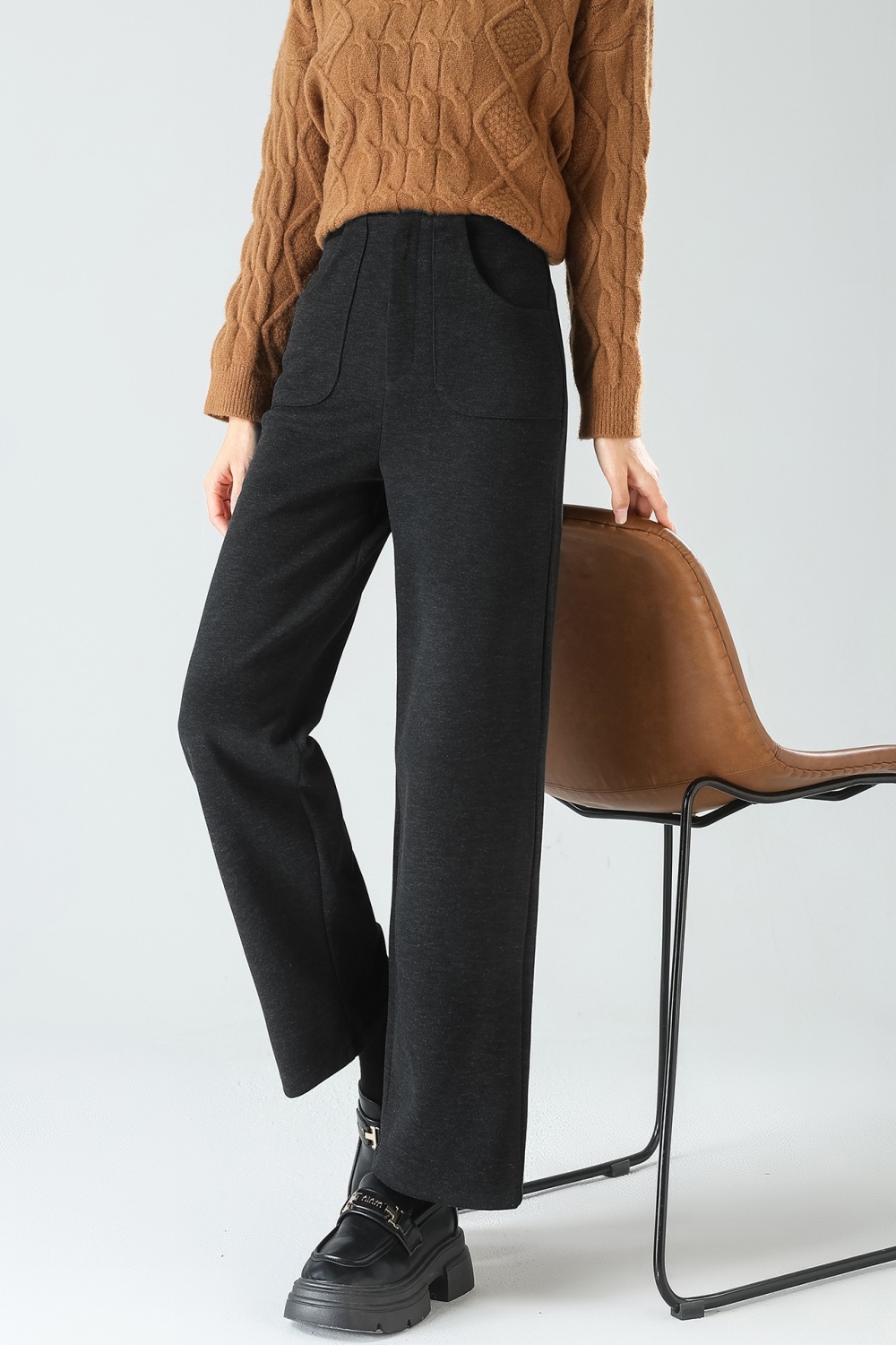 Straight pants suit pants thick wide leg pants for women