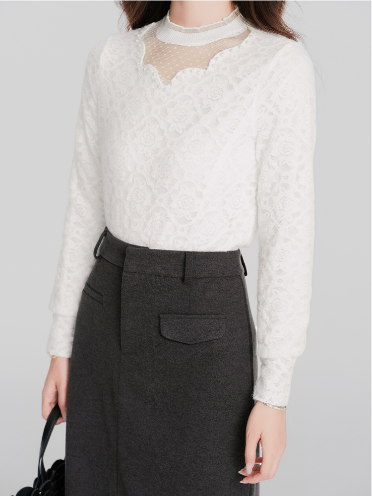 Slim cstand collar shirt wood ear chanelstyle small shirt