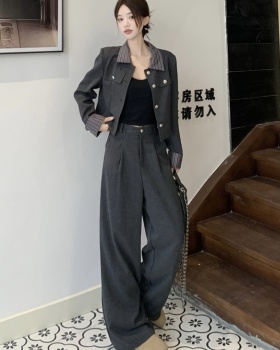 Temperament Korean style profession wide leg pants 2pcs set